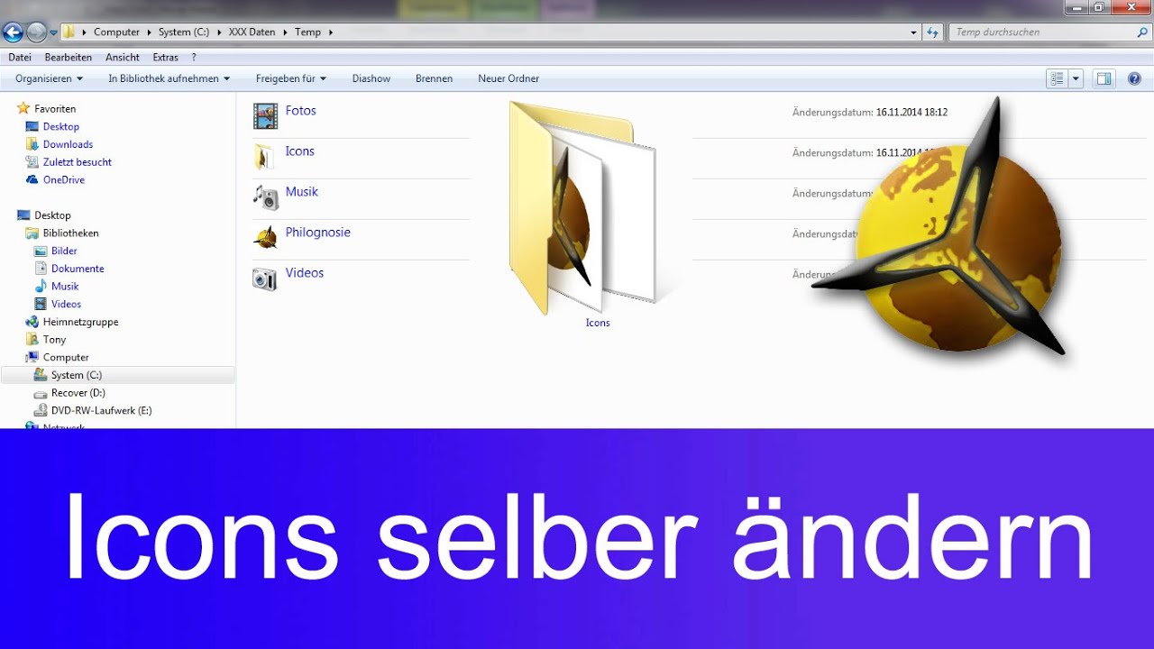 'Video thumbnail for Ordnersymbole: Icons selber machen ändern / Windows 7'