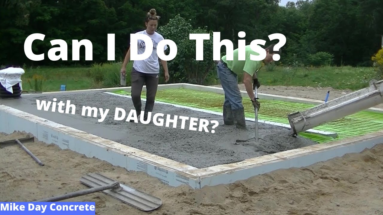 'Video thumbnail for One Man (and my Daughter) Concrete Slab Pour (Teaching How To Pour and Finish Concrete)'