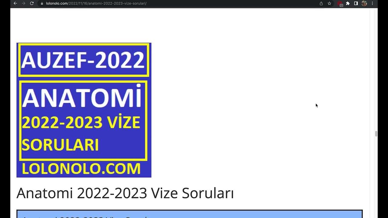 'Video thumbnail for Anatomi 2022 Vize Soruları'