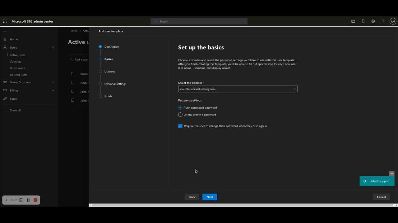 'Video thumbnail for How to add a Microsoft 365 user from a user template in the Microsoft 365 Admin Center'