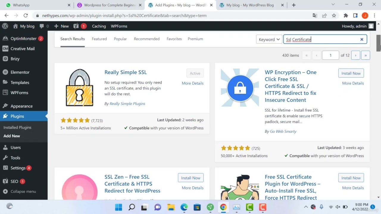 'Video thumbnail for Wordpress: Ssl Certificate'