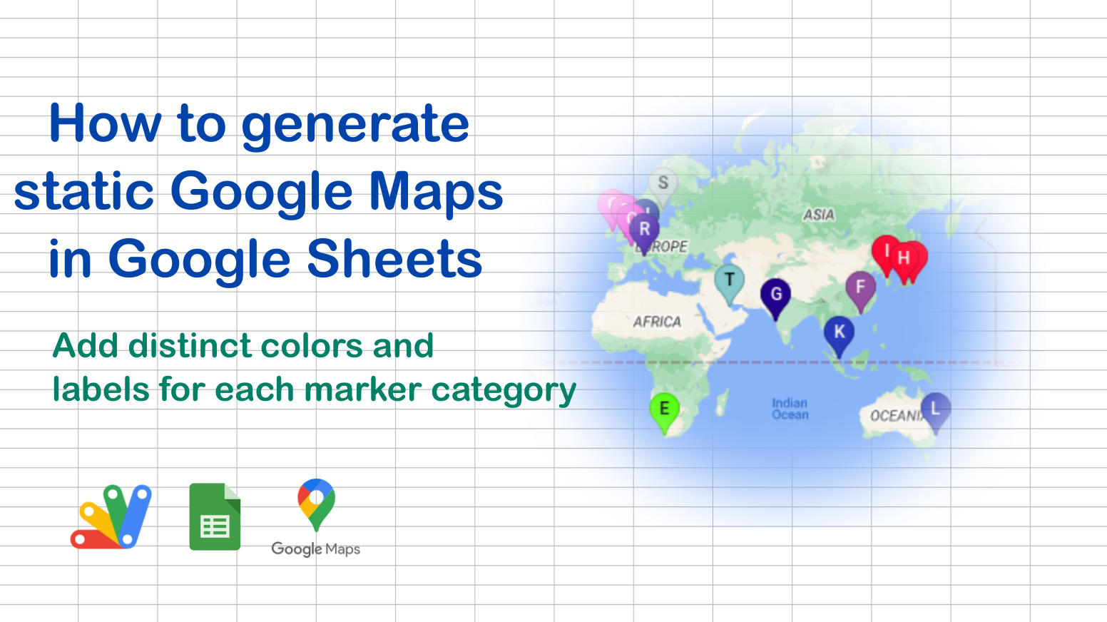 'Video thumbnail for How to generate static Google Maps in Google Sheets - Add distinct marker colors and labels'