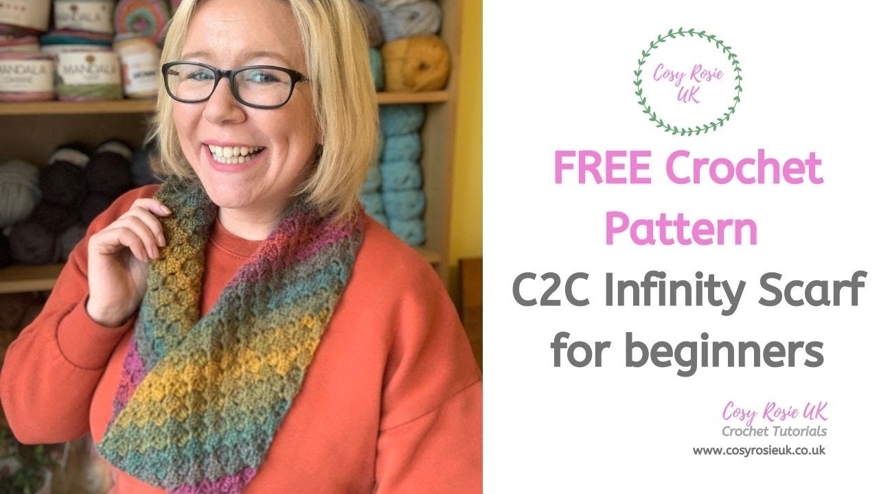'Video thumbnail for Free Corner to Corner Scarf Pattern - C2C for Beginners'