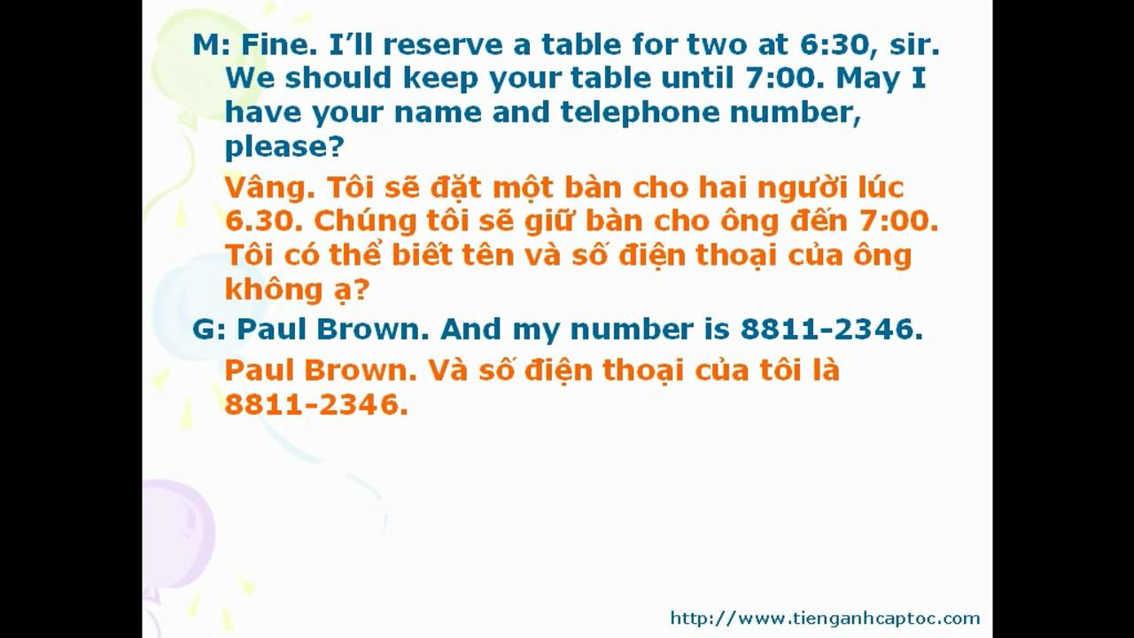 'Video thumbnail for Tiếng Anh cho nhân viên nhà hàng, quán ăn bài 1-1'