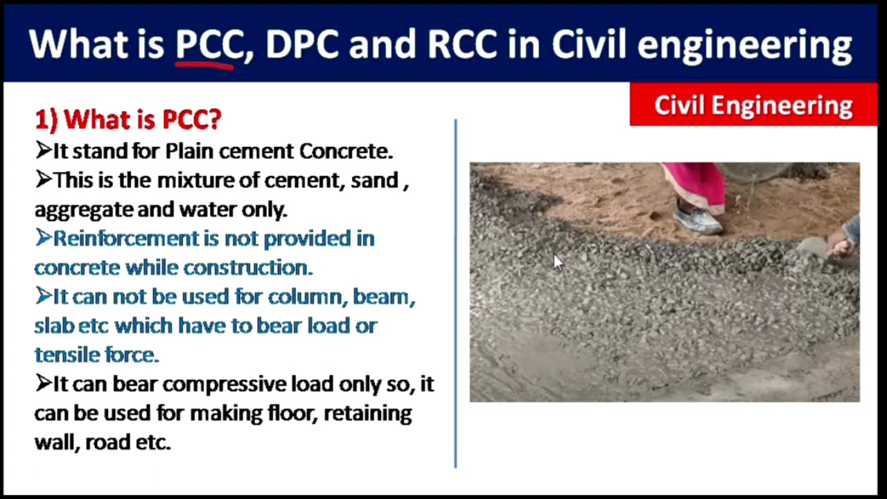 Video thumbnail for PCC, RCC, DPC and Mortar in civil engineering | full form and Uses