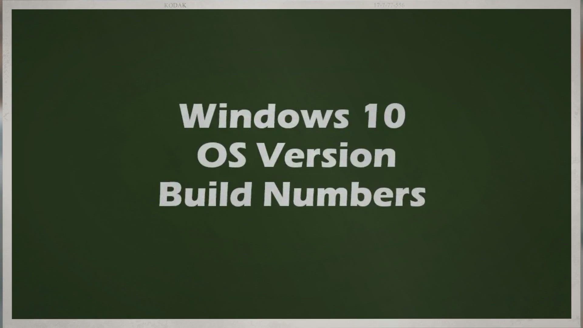 Windows 10 Os Version Build Numbers