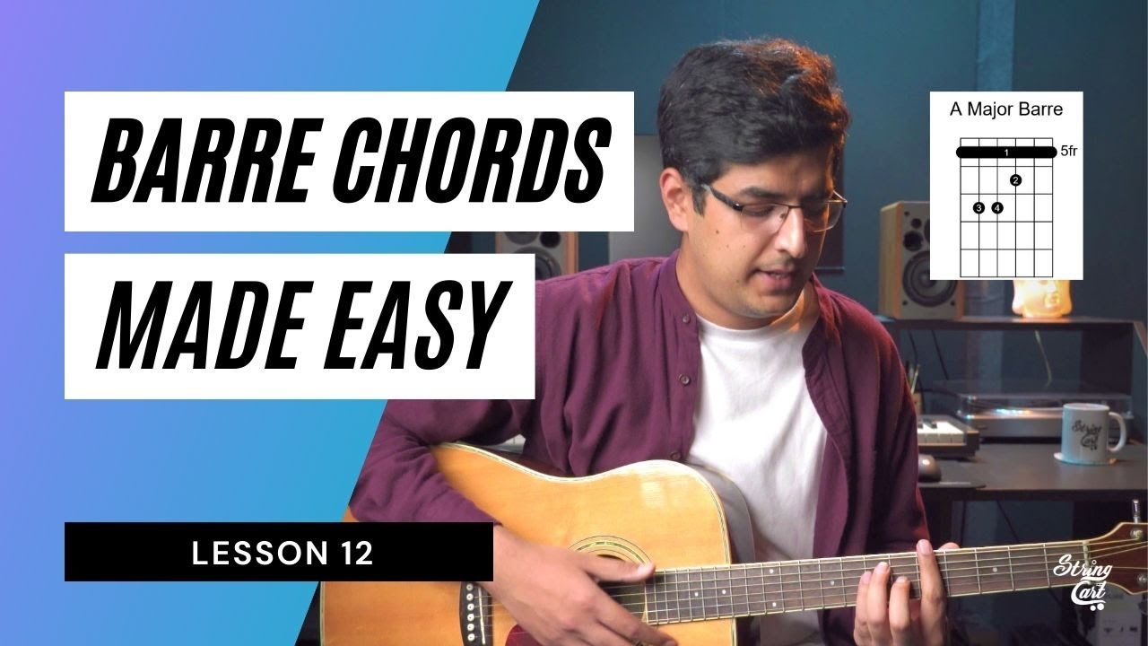 Video thumbnail for How To Play Barre Chords On Acoustic Guitar | Lesson 12