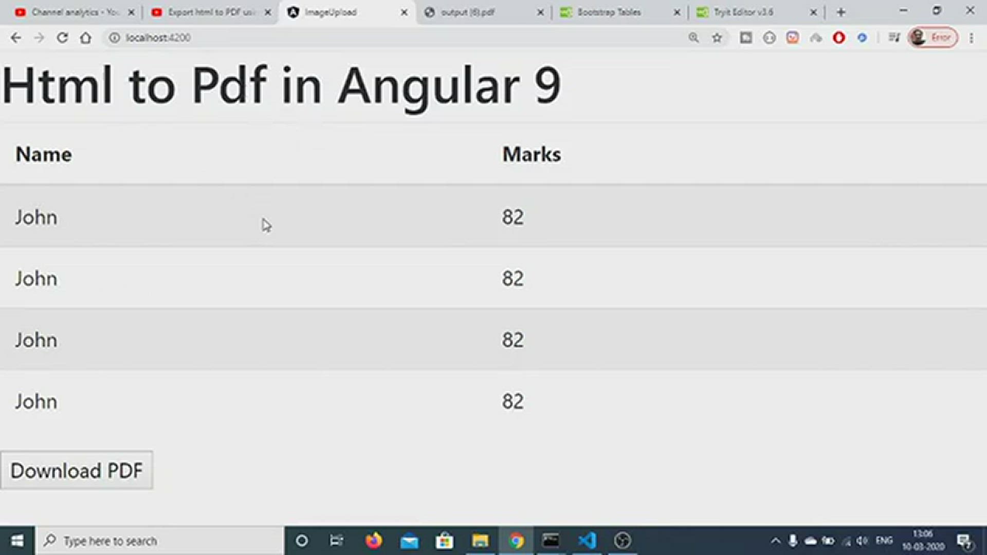 Video thumbnail for Angular 9 Convert HTML to PDF Using html2pdf.js Library Full Project 2021