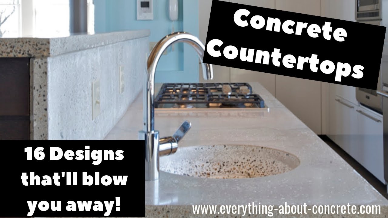 'Video thumbnail for Concrete Countertops - 16 Designs that'll blow you away'
