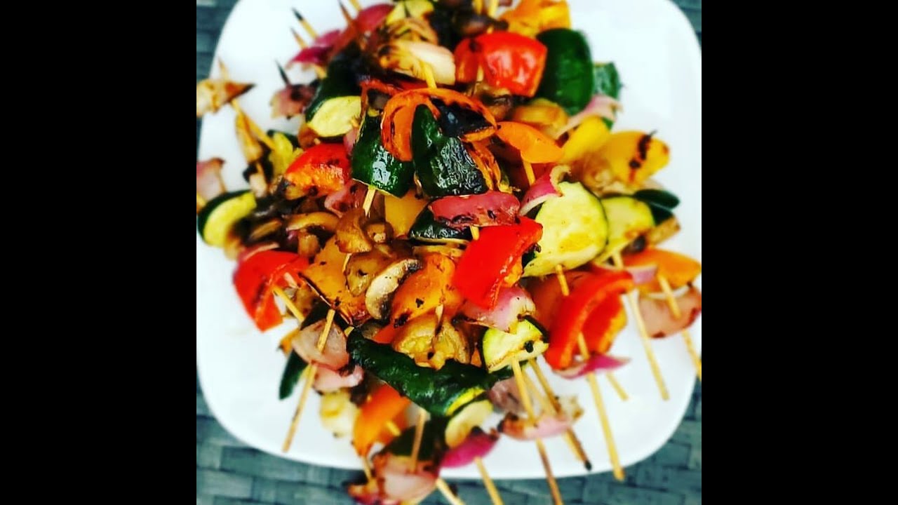 Video thumbnail for Grilled Marinated Veggie Skewers