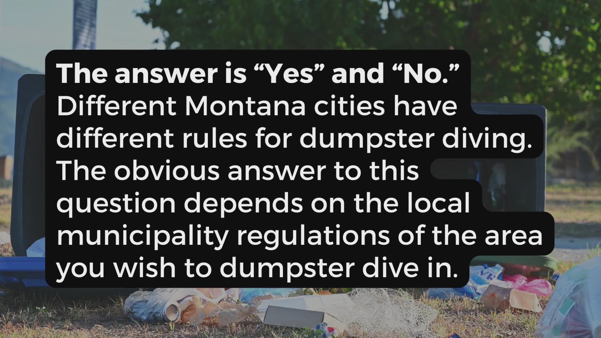 Video thumbnail for Dumpster Diving in Montana