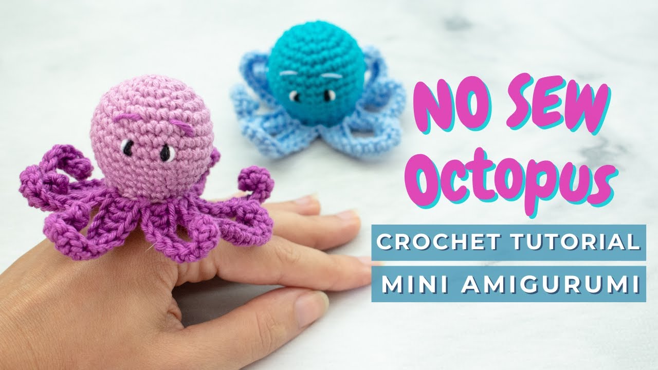 Video thumbnail for NO SEW baby Octopus amigurumi pattern. Quick and easy mini octopus crochet toy!
