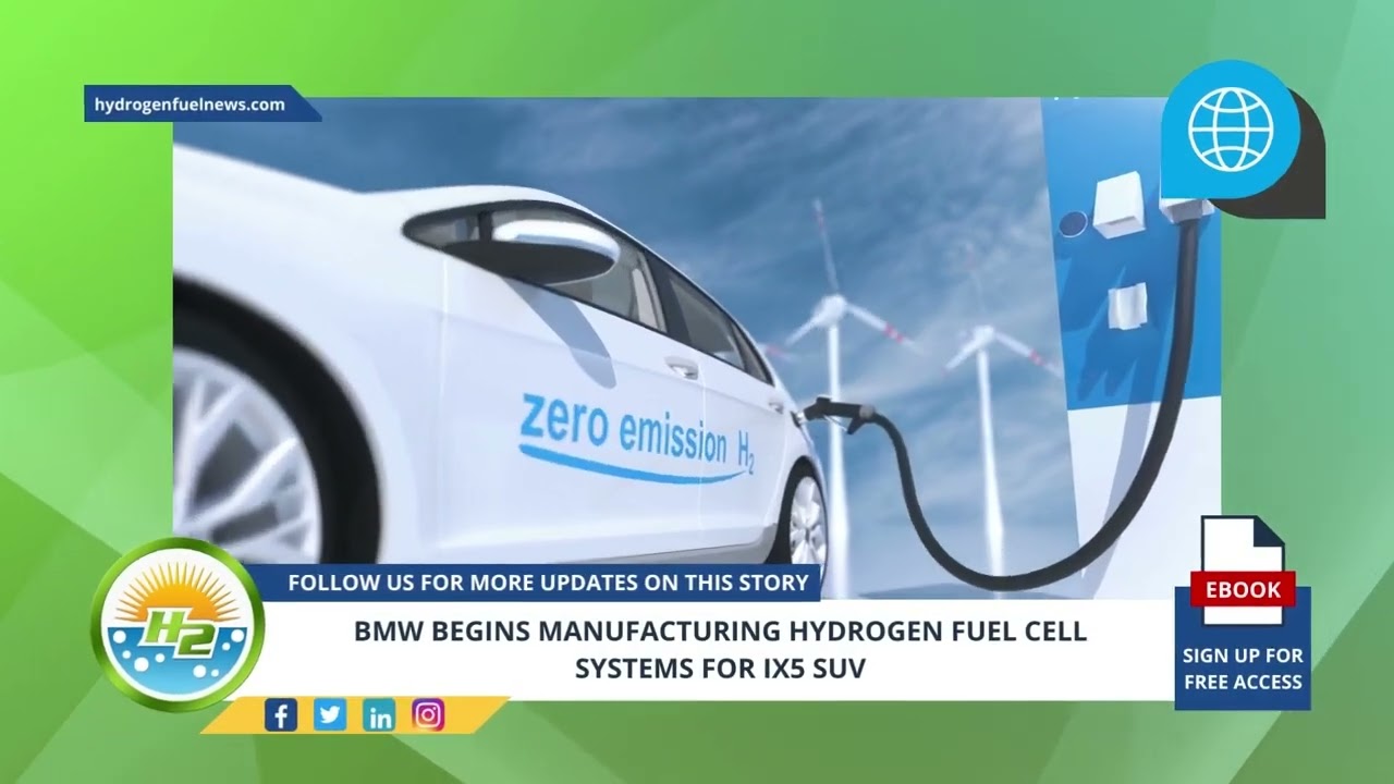 'Video thumbnail for BMW begins manufacturing hydrogen fuel cell systems for iX5 SUV'