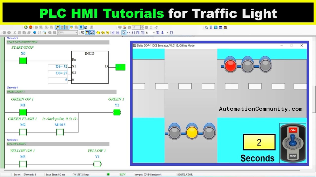 'Video thumbnail for PLC HMI Tutorials for Traffic Light Example Program'