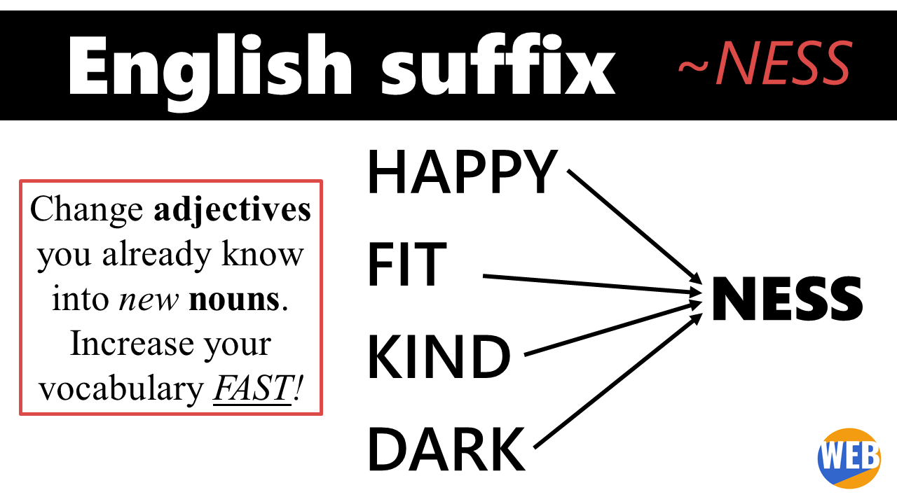 'Video thumbnail for The suffix ~NESS – Increase Your Vocabulary Fast '