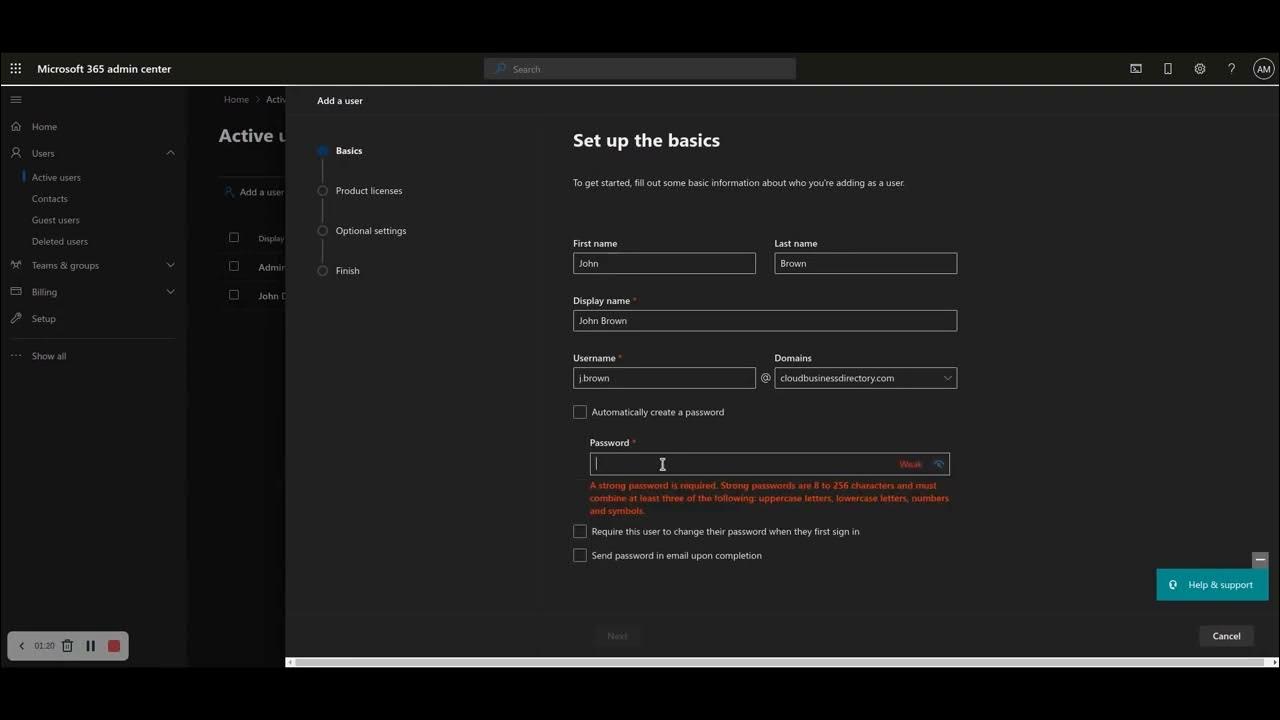 'Video thumbnail for How to create a new user in Microsoft 365 Admin Center'