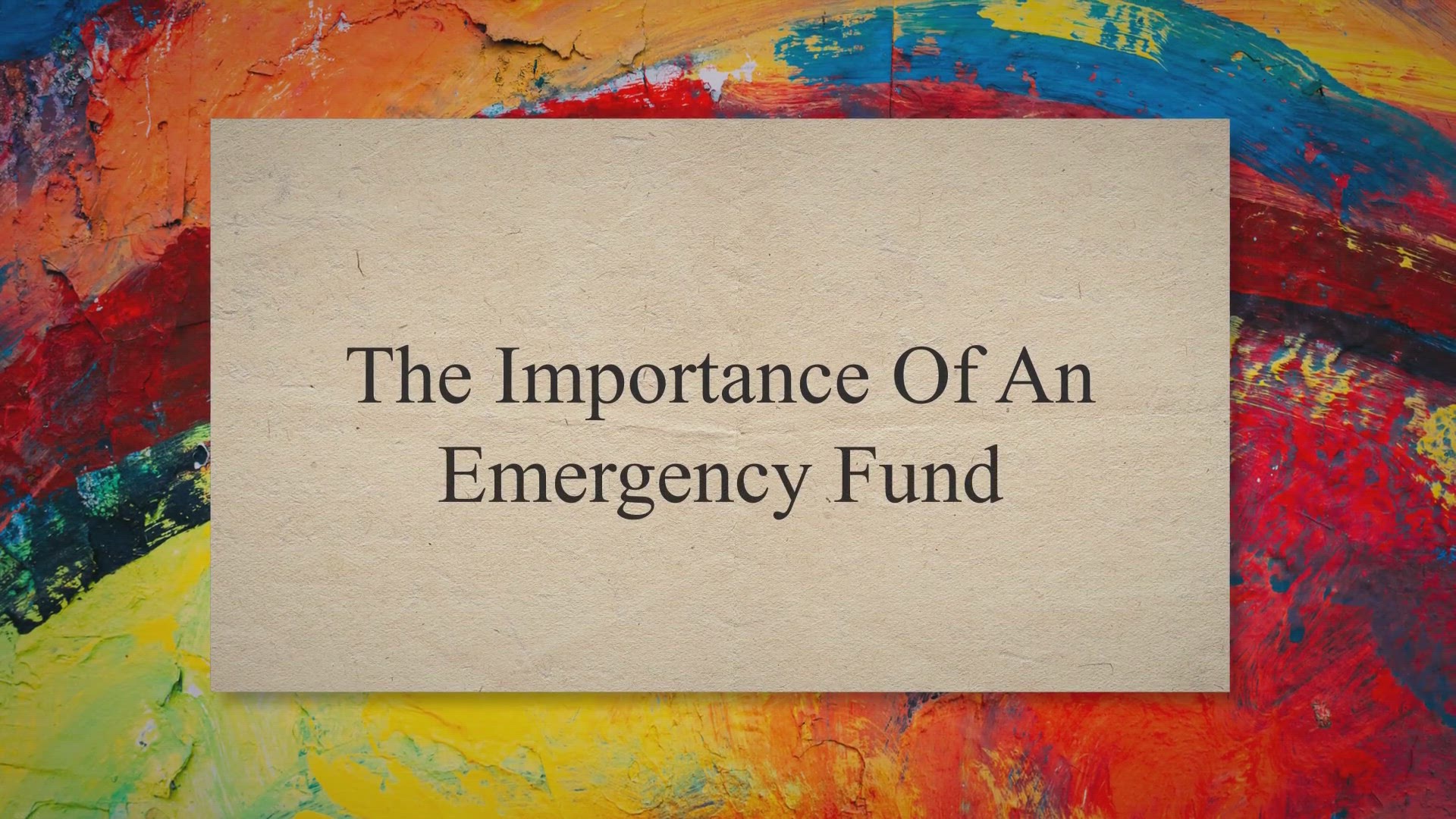 'Video thumbnail for The Importance Of An Emergency Fund'