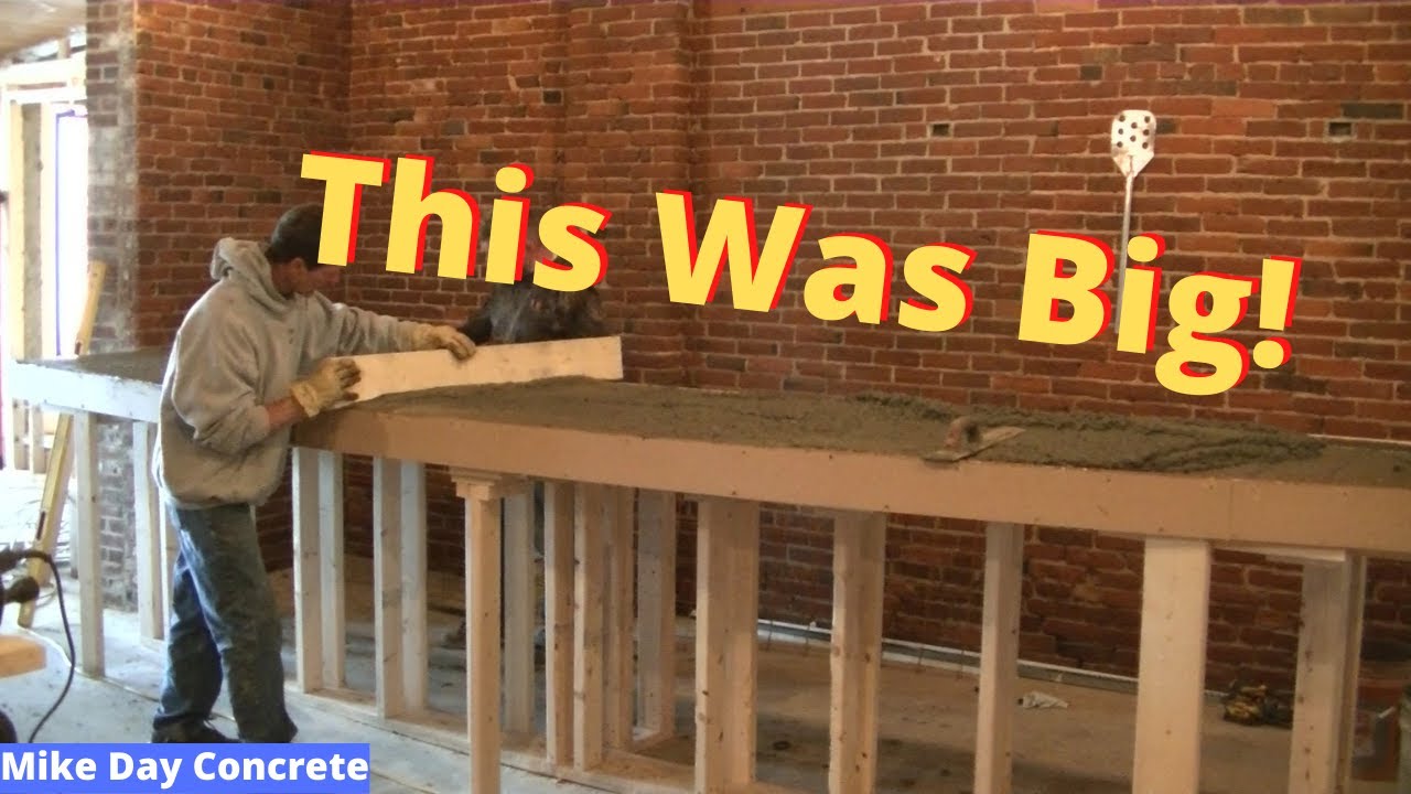'Video thumbnail for Big Concrete Countertop With Regular Concrete Mix (Pub Bar Top)'