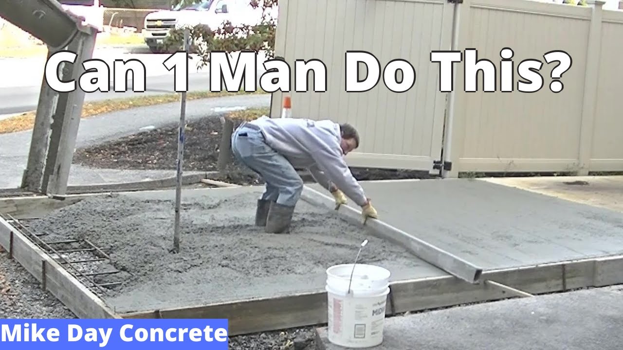 'Video thumbnail for One Man Concrete Slab Pour (How To Pour A Concrete Slab By Yourself)'
