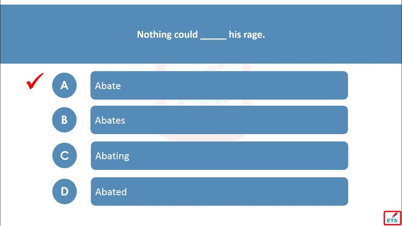 'Video thumbnail for English Verb Tenses: Abate, Abates, Abated, Abating Quiz'