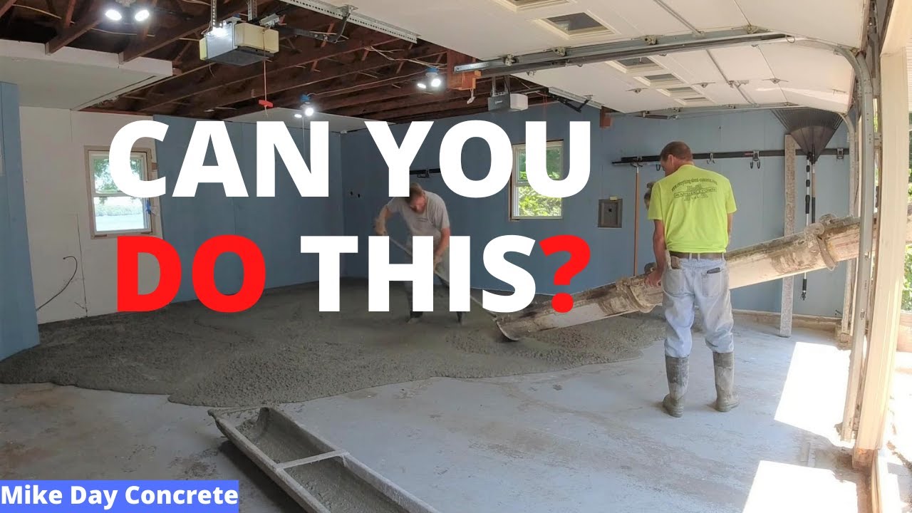 'Video thumbnail for Pouring Concrete OVER Concrete (New Garage Floor over The Old One)'