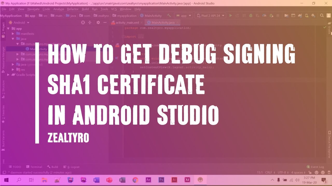 Video thumbnail for How To Get Debug Signing SHA1 Certificate in Android Studio