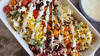 Video thumbnail for Grilled Vegetable Salad 🥬🌽 with zesty dill yogurt dressing