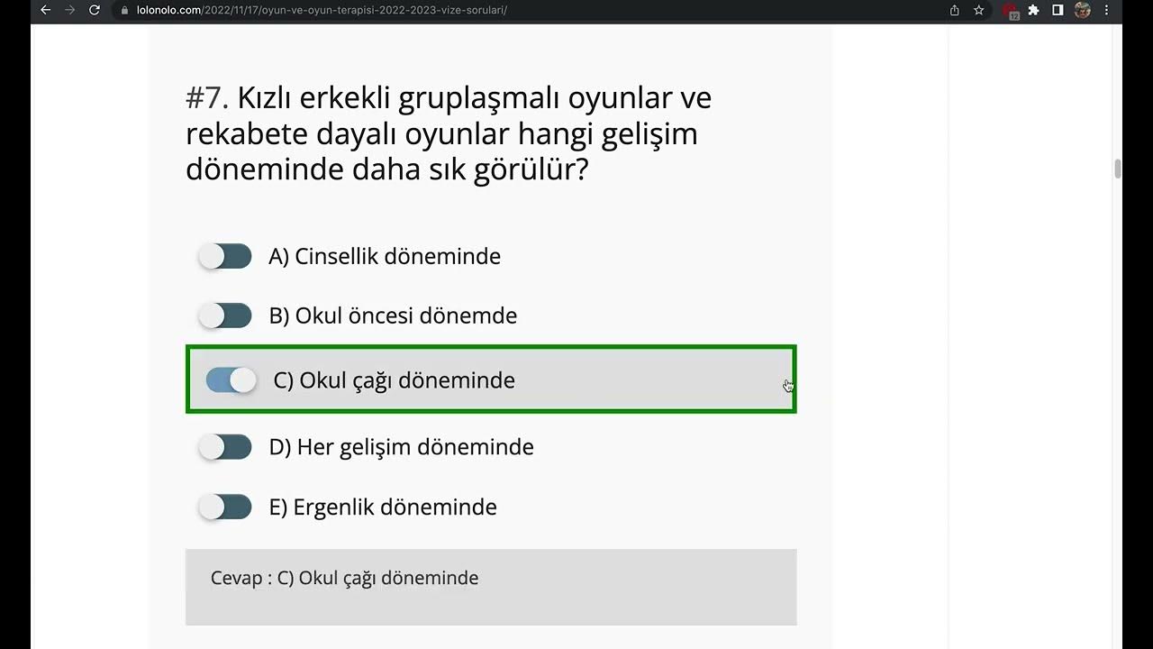 'Video thumbnail for Oyun ve Oyun Terapisi 2022-2023 Vize Soruları'