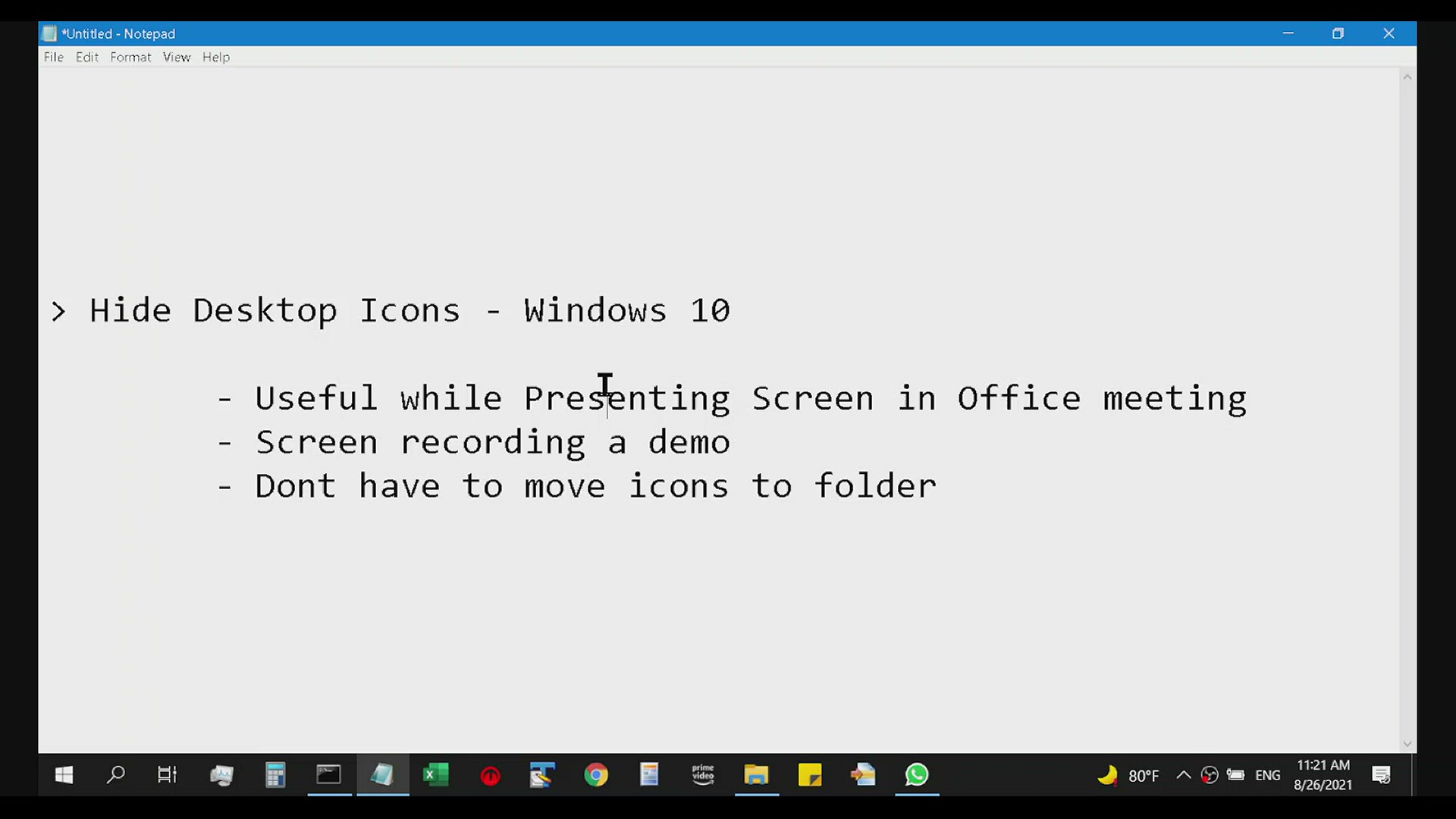 'Video thumbnail for Hide Desktop Icons Windows 10 '