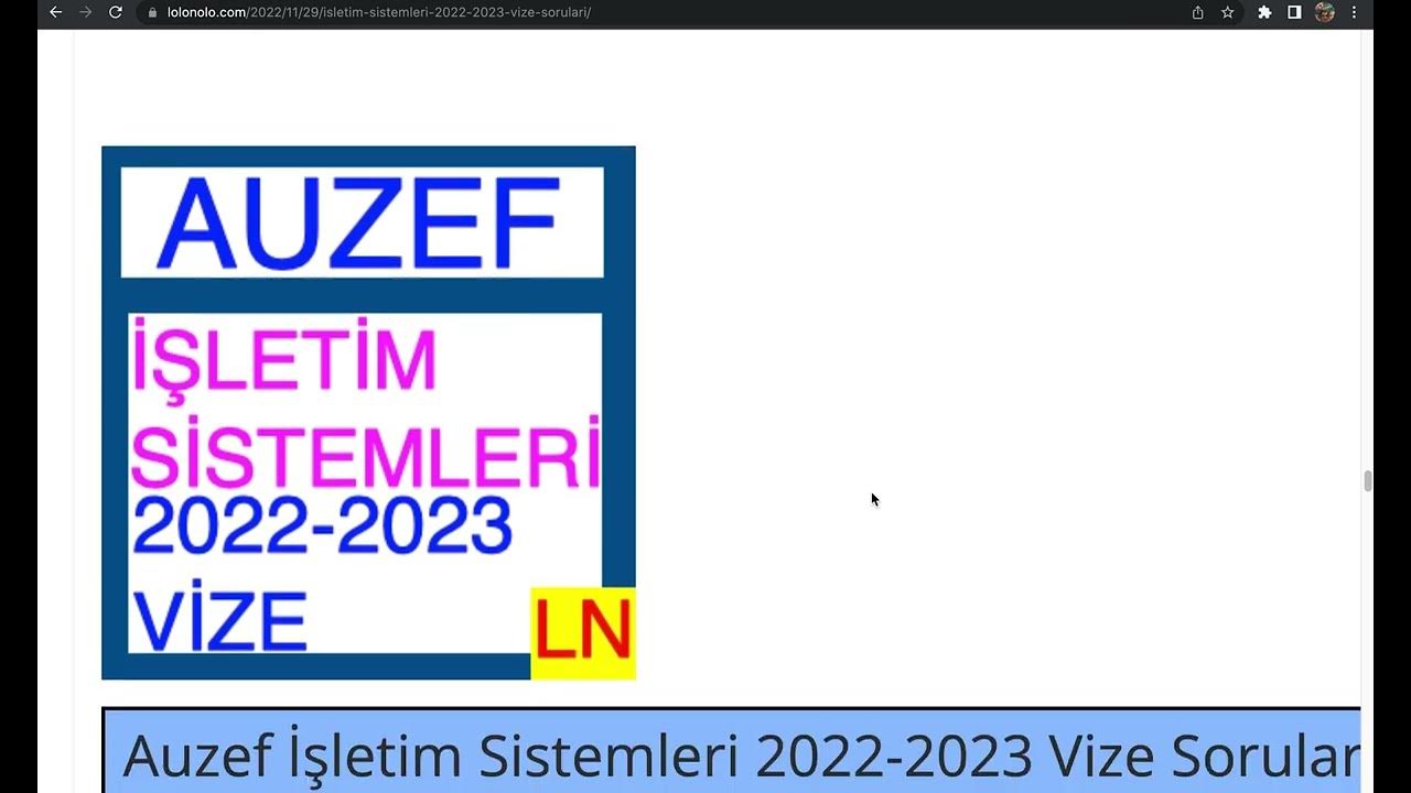 'Video thumbnail for İşletim Sistemleri 2022-2023 Vize Soruları'