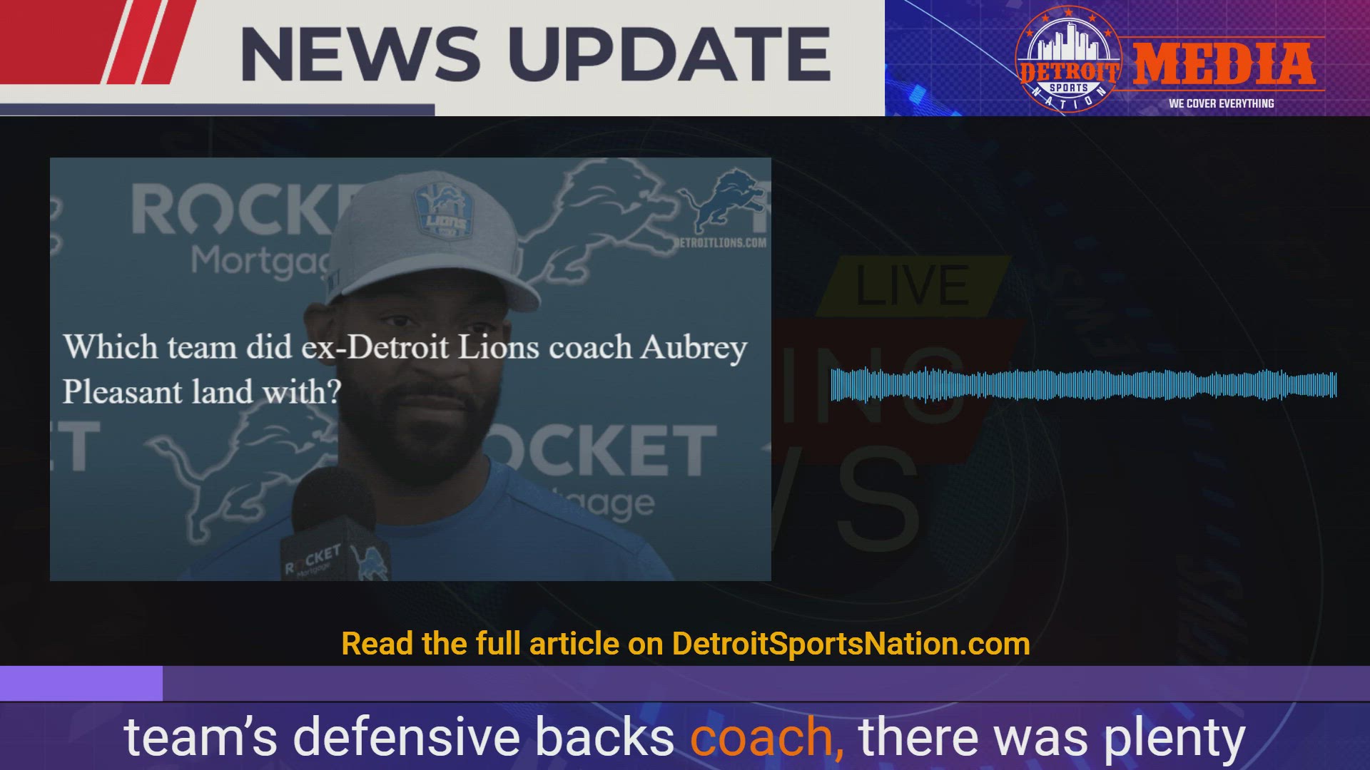 Report: Lions fire DB coach Aubrey Pleasant - /