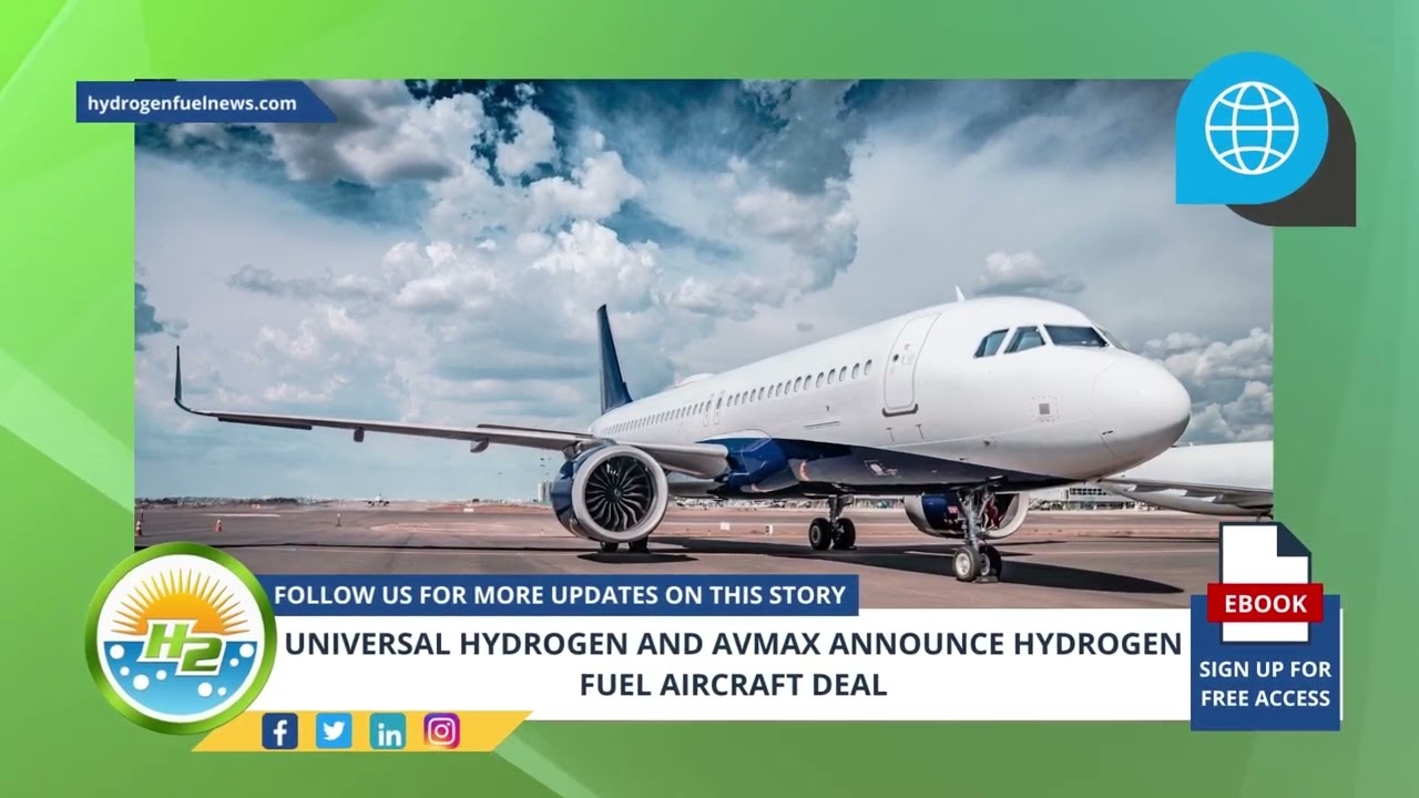 'Video thumbnail for Universal Hydrogen and Avmax announce hydrogen fuel aircraft deal'