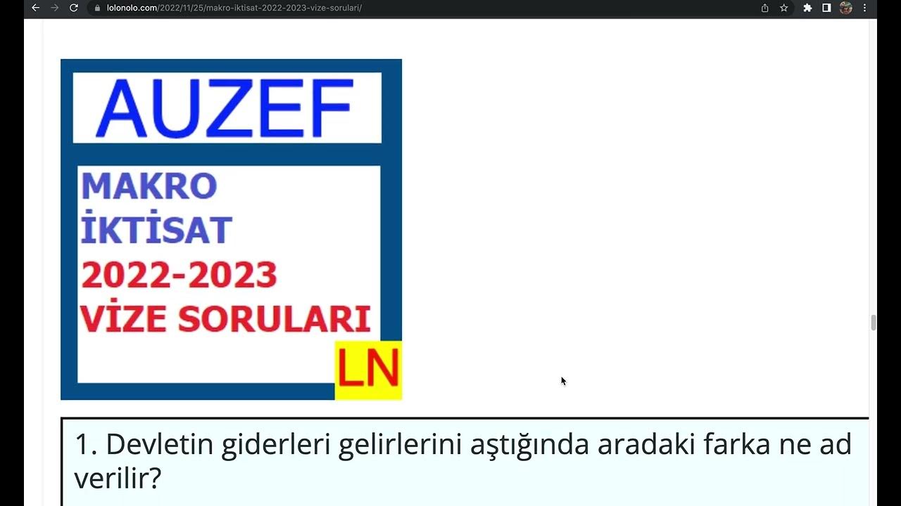 'Video thumbnail for Makro İktisat 2022-2023 Vize Soruları'