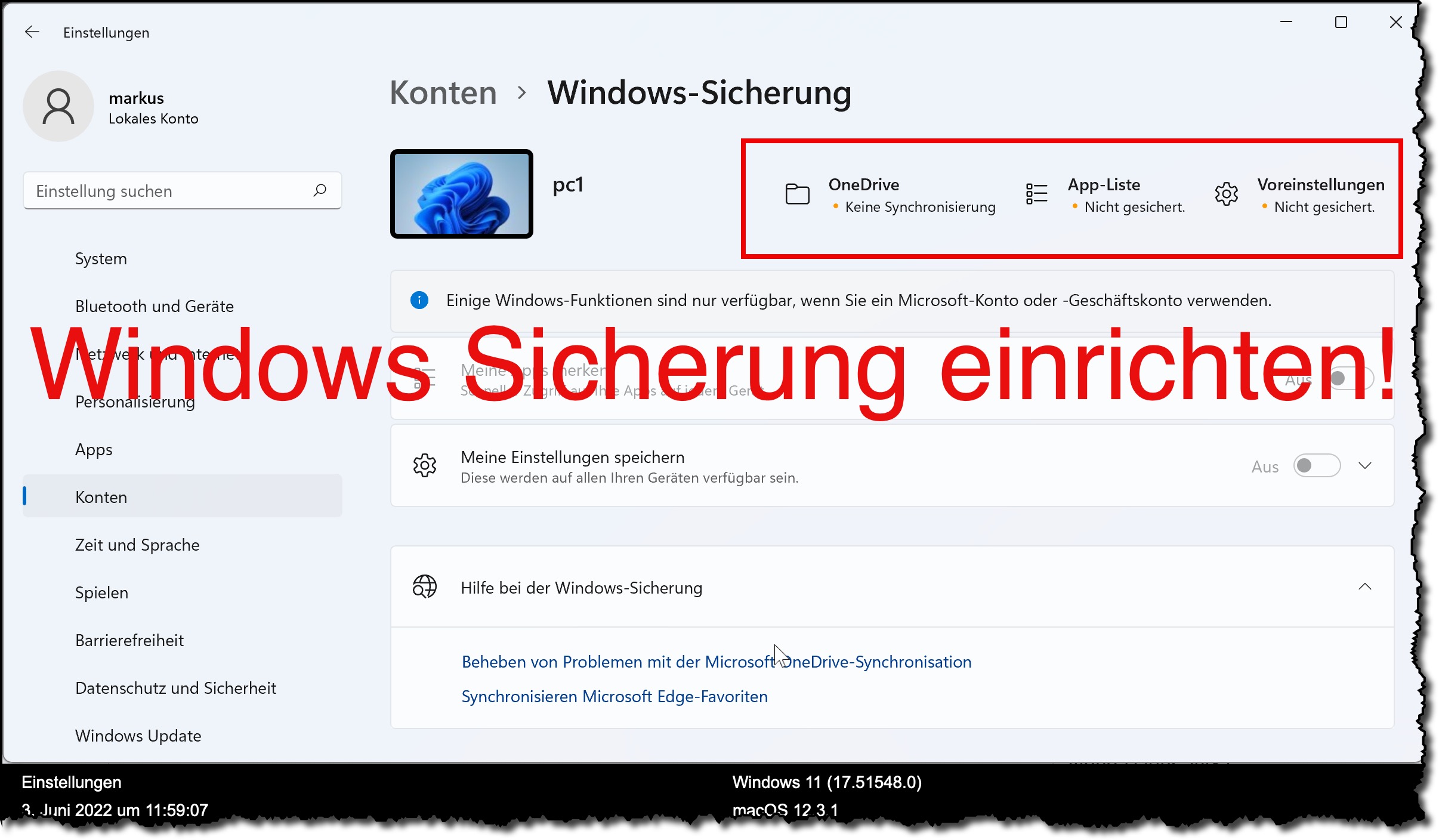 Video thumbnail for Unter Windows 11 eine Online Sicherung auf OneDrive durchführen