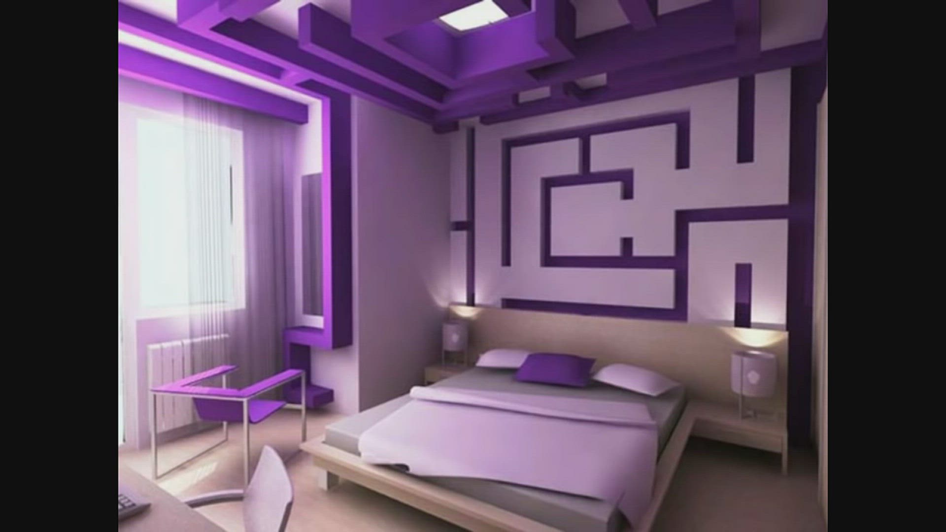 'Video thumbnail for purple two colour combination for bedroom walls'