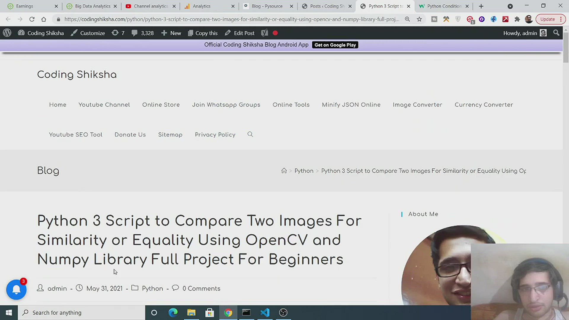Video thumbnail for Python 3 Script to Compare Two Images For Similarity or Equality Using OpenCV and Numpy Library Full Project For Beginners