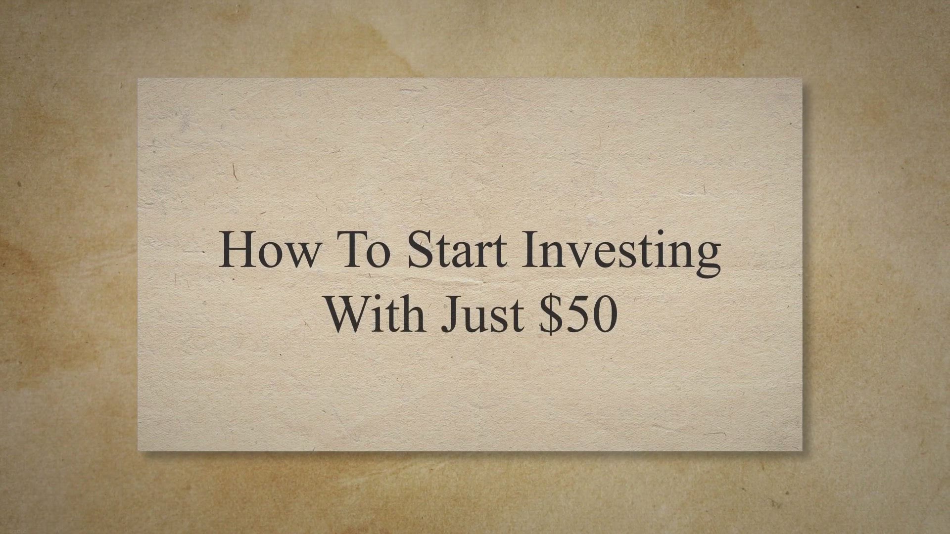 'Video thumbnail for How To Start Investing With Just $50'