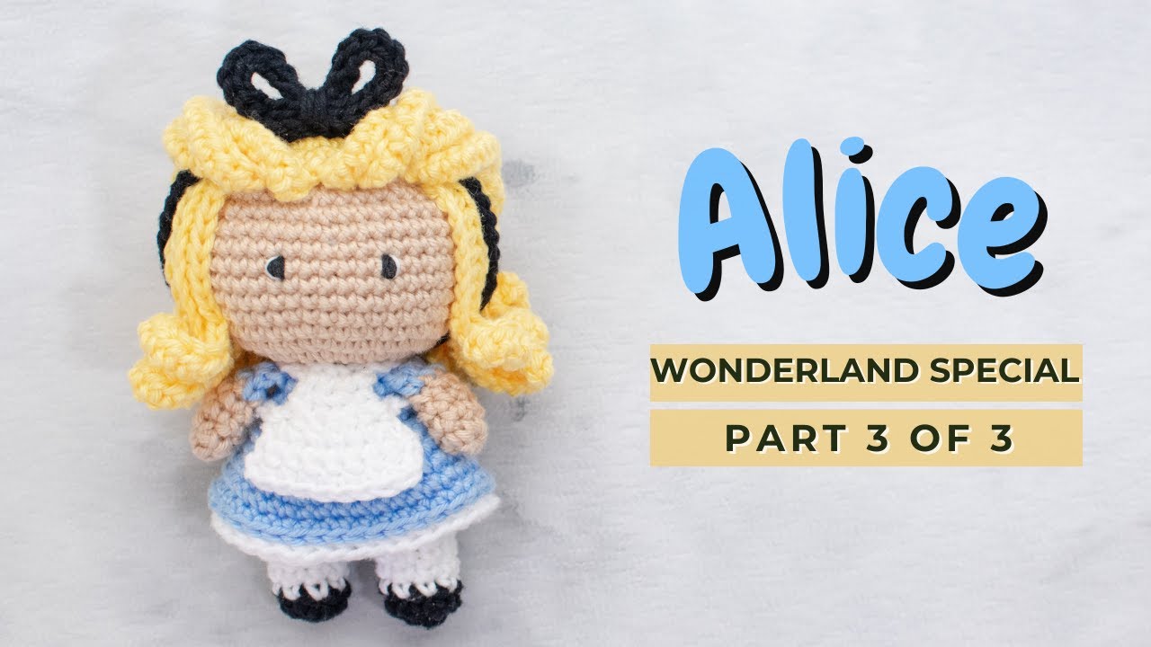 'Video thumbnail for Alice crochet amigurumi doll pattern. How to crochet a doll video tutorial PART 3'
