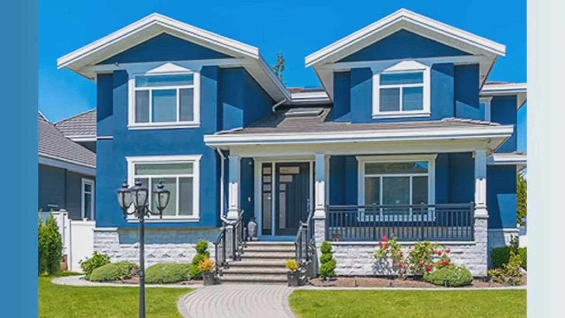 'Video thumbnail for Single Story House Sky Blue Colour House Outside'
