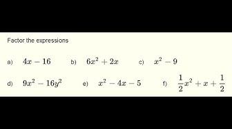 'Video thumbnail for Factor Algebraic Expressions - Grade 9'