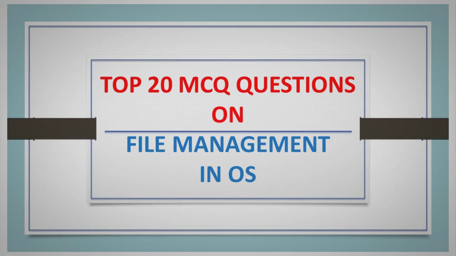 Video thumbnail for Top 20 MCQ Questions On File Management In OS