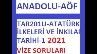 'Video thumbnail for TAR201U Atatürk İlkeleri ve İnkılap Tarihi 1 Vize Soruları'