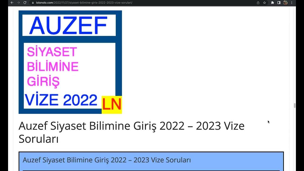 'Video thumbnail for Siyaset Bilimine Giriş 2022 - 2023 Vize Soruları'