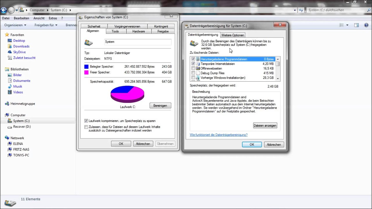 'Video thumbnail for Windows 7: Datenträger bereinigen - Datenschrott löschen'