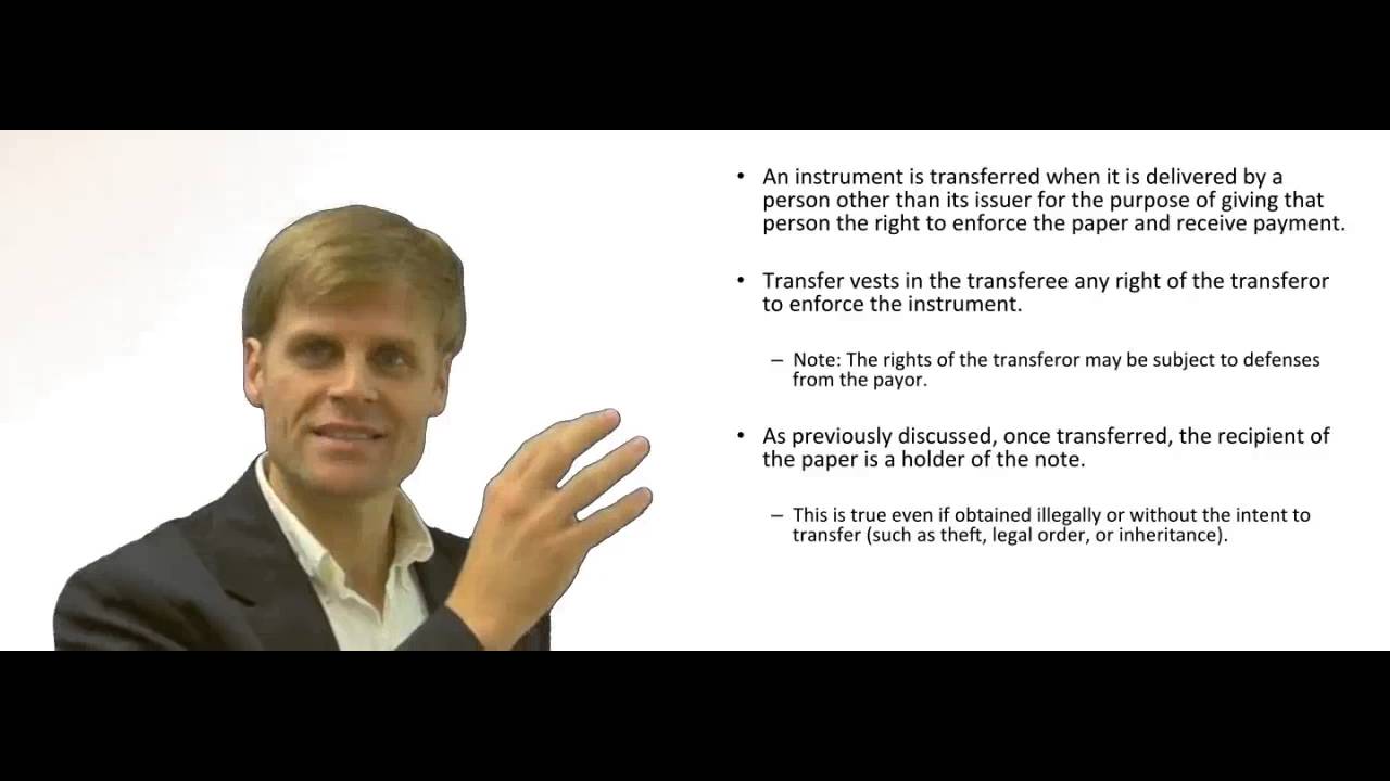'Video thumbnail for Transfer of a Negotiable Instrument'
