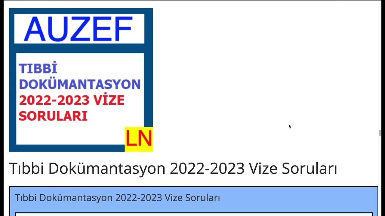 'Video thumbnail for Tıbbi Dokümantasyon 2022 Vize Soruları'