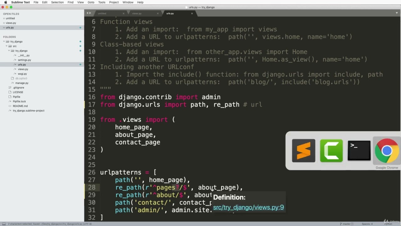 'Video thumbnail for Django: path vs re path vs url'