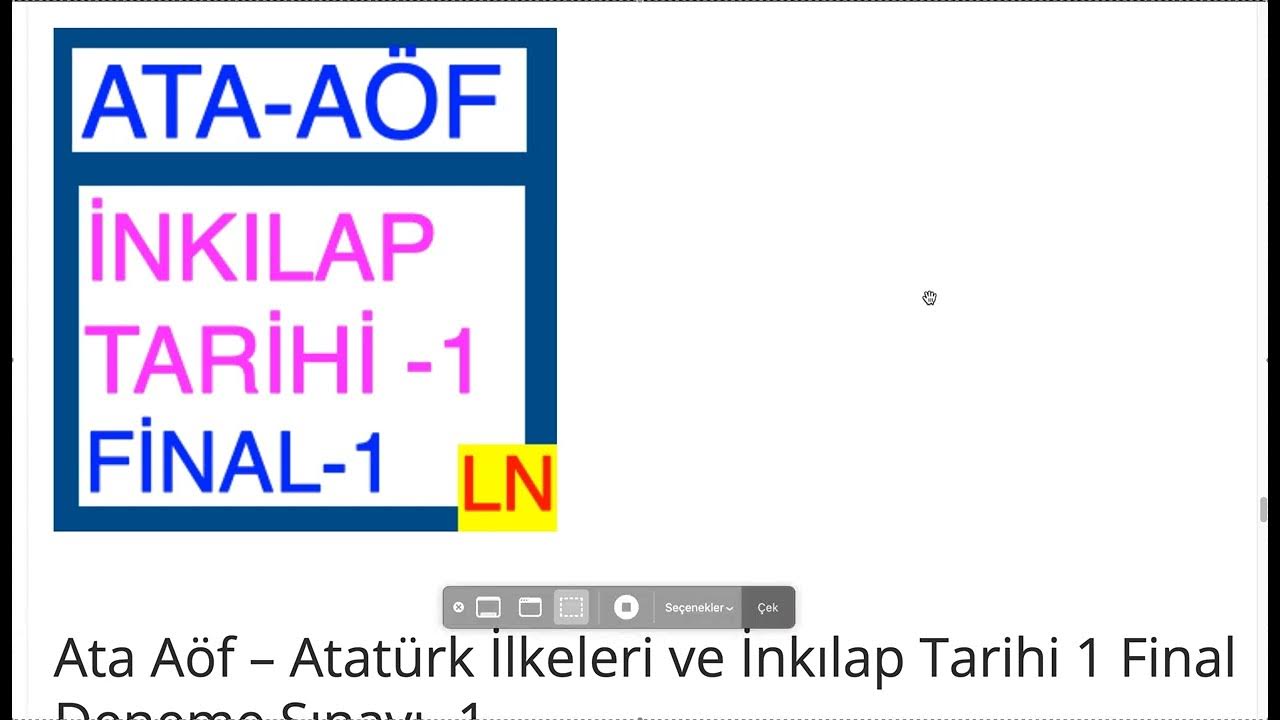 'Video thumbnail for Ata Aöf - Atatürk İlkeleri ve İnkılap Tarihi 1 Final Deneme Sınavı -1'