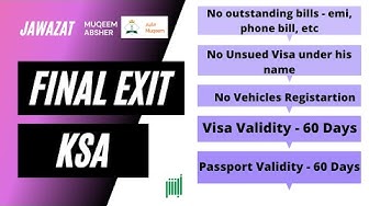 Video thumbnail for #Final_Exit #KSA Things to be done before apply for