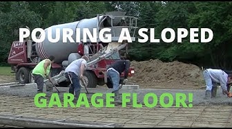 'Video thumbnail for Pouring A New Garage Floor 30' X 40' (That Slopes 3" Towards The Doors)'